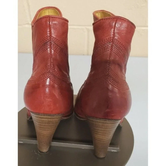 Gidigio "Patriot" Red Leather Bootie / Ankle Boots Size 38 US 7 Italy NWOB - Picture 4 of 12